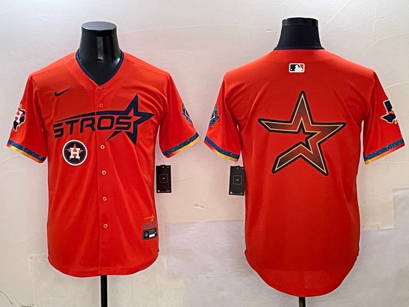 Men Houston Astros Blank Orange Fourth generation Joint Name Nike 2025 MLB Jersey style 9->houston astros->MLB Jersey